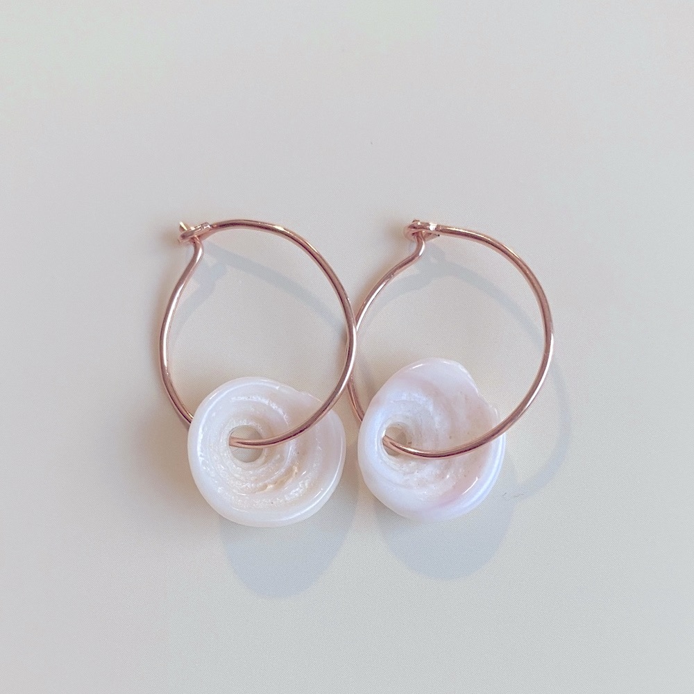 Puka Shell Hoops - Picture 2 of 4